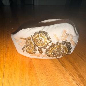 Embellished Cream Headband with Gold Accents